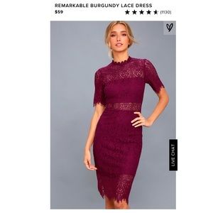 NWOT LuLu's Remarkable Burgundy Lace Dress